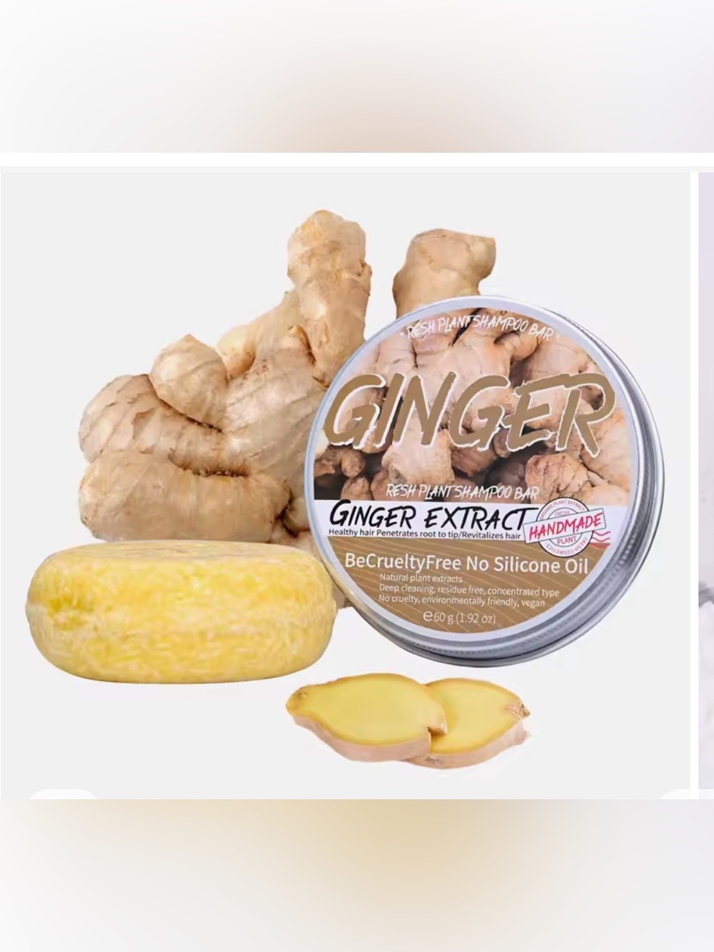 5/$25 Ginger Hair Regrowth Shampoo Bar Hair Growth Anti Hair Loss Smoothing Soap